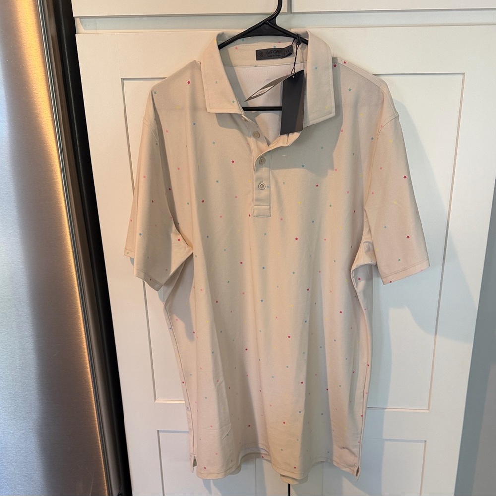 G/Fore Men's Beige Polo Shirt with Micro Star prints